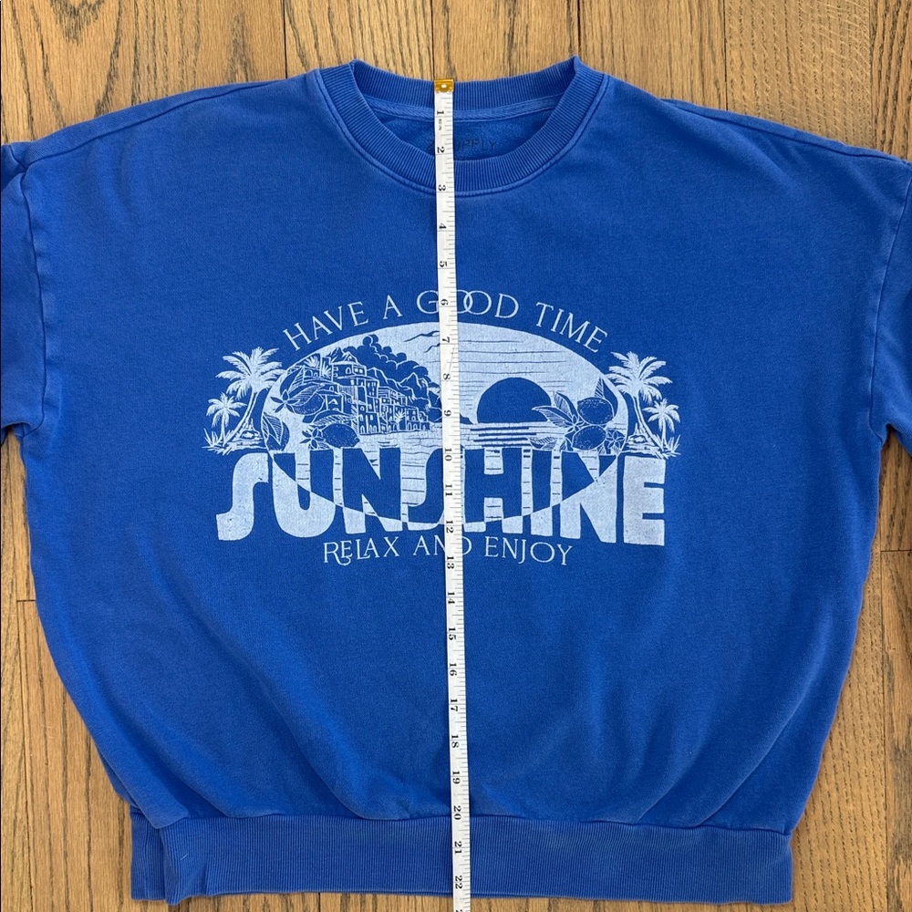 Z SUPPLY Women’s Good Time Sunday Blue Dye Graphic Sweatshirt Size Small - Picture 3 of 9